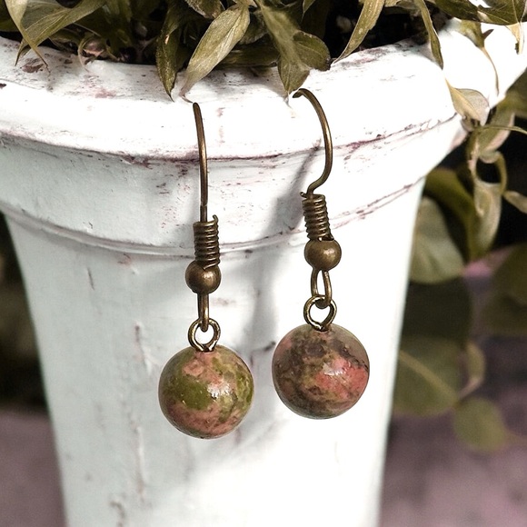 5 For $25💫Unakite Stone Earrings Dangles - Picture 1 of 3